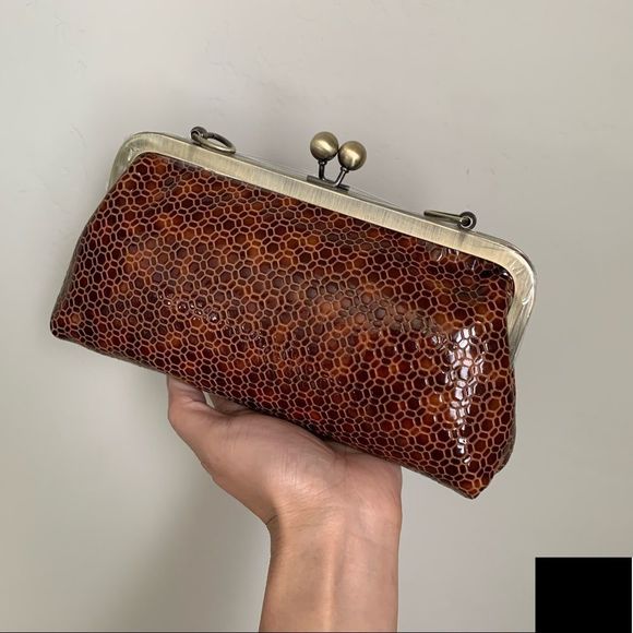 3-Way Use Handmade Genuine Embossed Leather Kisslock Clutch bag - Picture 6 of 16
